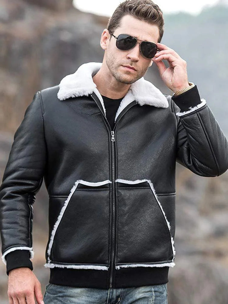 Leather Jacket White Fur