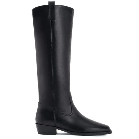 Black Leather Knee-High Boots