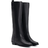 Black Leather Knee-High Boots