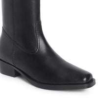 Black Leather Knee-High Boots