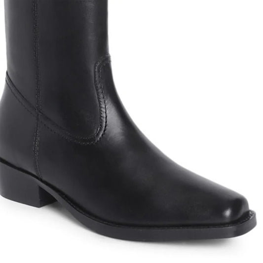 Black Leather Knee-High Boots