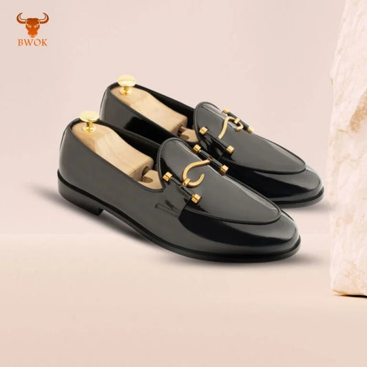 Black Leather Formal Loafers