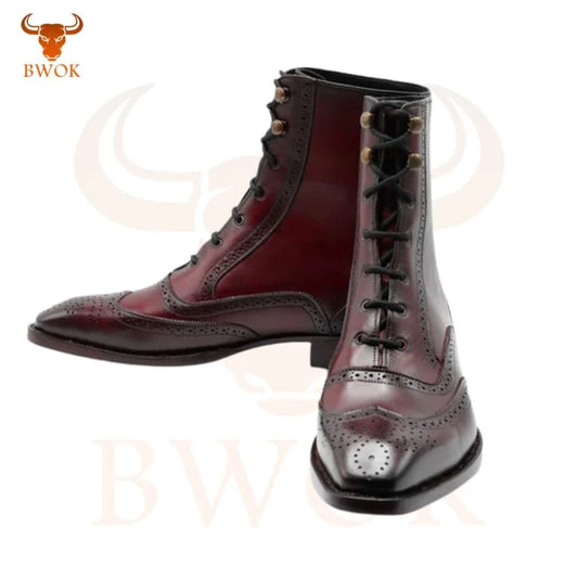 Burgundy Leather Ankle Boots