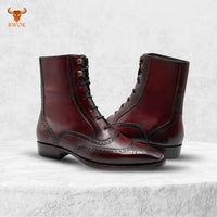 Burgundy Leather Ankle Boots