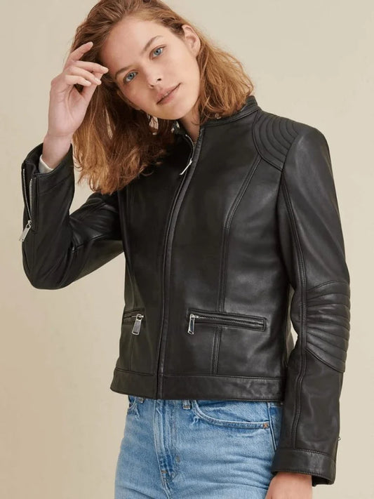 Women's Leather Biker Jacket