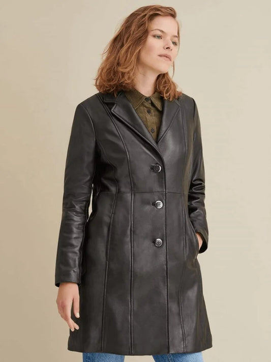 Women's Leather Trench Coat