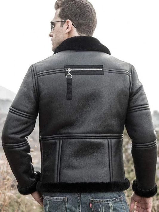 Leather Jacket with Fur Collar