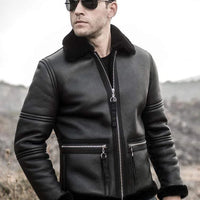 Leather Jacket with Fur Collar