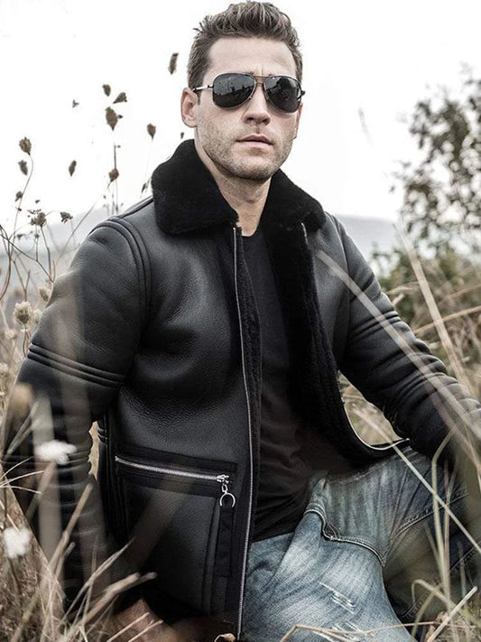 Leather Jacket with Fur Collar