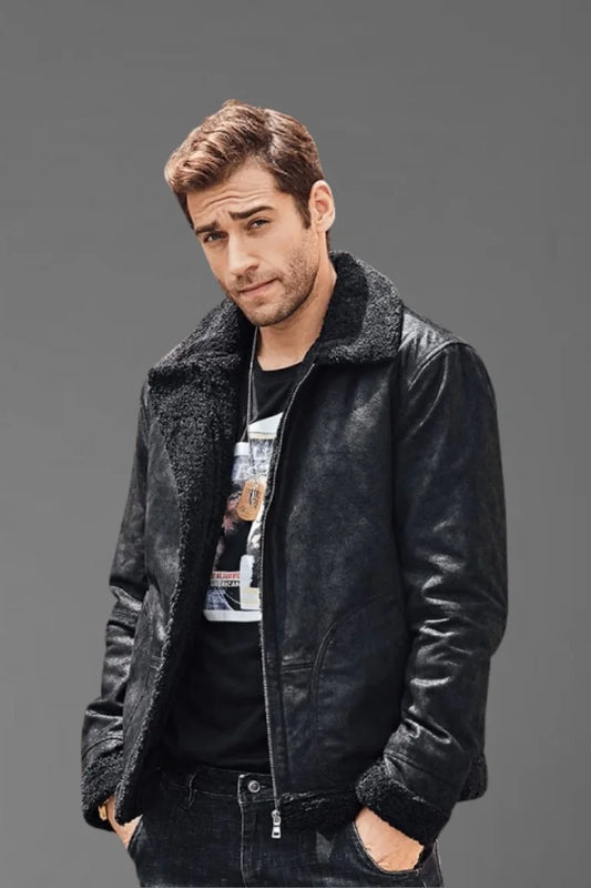 Men Black Fur Jacket