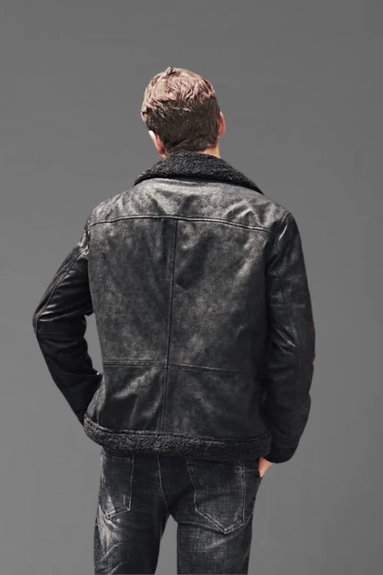 Men Black Fur Jacket