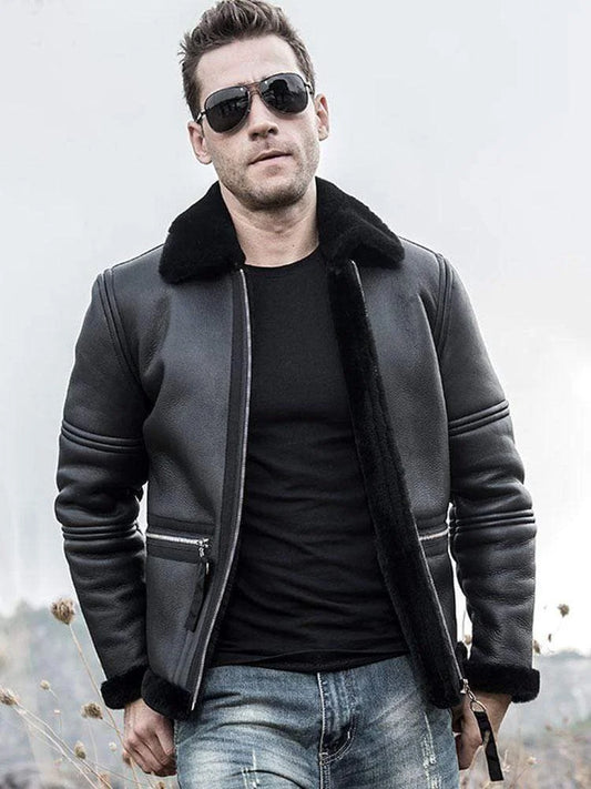 Leather Jacket with Fur Collar