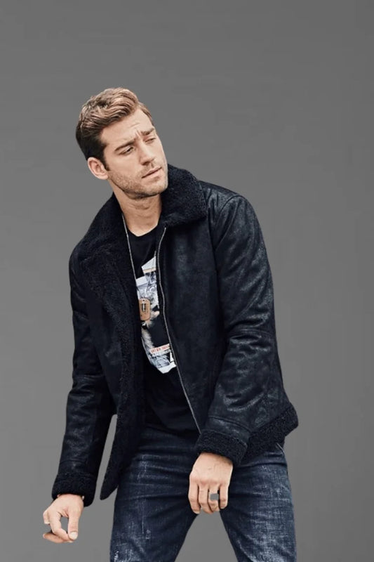 Men Black Fur Jacket