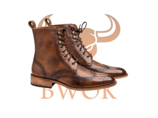 Leather Wingtip Boots
